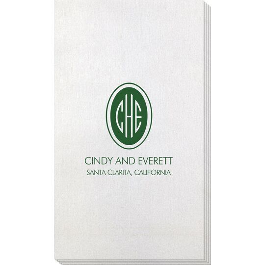 Outline Shaped Oval Monogram with Text Bamboo Luxe Guest Towels